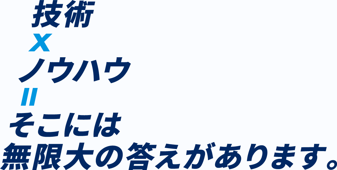 技術×ノウハウ＝そこには無限大の答えがあります。